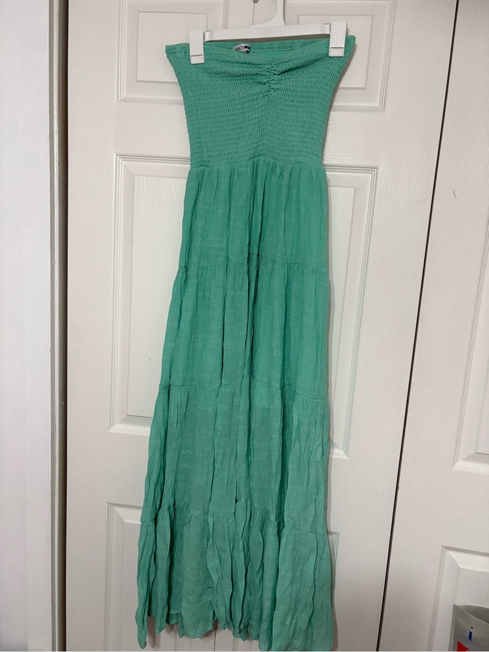 Fashion Nova Strapless Green Maxi Dress